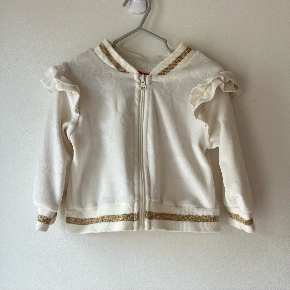 Disney Baby Minnie Mouse Zip-Up Jacket 18M – White Ruffle Sleeve Bomber Style